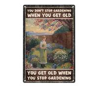 Letrero de hojalata vintage de aluminio para jardín, para exteriores, "No dejes de cultivar un huerto cuando envejezcas", para exteriores, de metal, estilo granja, divertido y decorativo, de 8 x 12 p