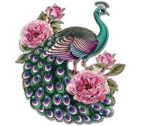 Letrero de hojalata vintage de pavo real y peonía de metal, placa retro de pavo real y flores, póster