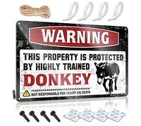 Letrero de hojalata vintage estético para decoración de pared con texto en inglés «Today I Will Decor», «Warning This Property Is Protected By A Highly Trained Donkey/Shelter Warning & Man Cave Decor