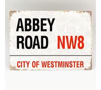 Letrero de hojalata vintage retro de Abbey Road Street London Waring Signs para exteriores, calle, garaje, metal, aluminio, 40,6 x 30,5 cm