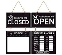 Letrero de horario comercial | Letrero de horario de tienda de dos caras | Letrero de apertura y cierre con horarios que mejoran las hojas de bienvenida, letrero de horario comercial para tienda