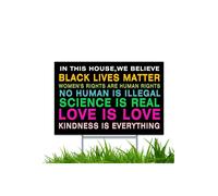 Letrero de jard n con estacas en forma de H. ""En esta casa creemos"", letrero de ciencia, igualdad, derechos humanos, resistente a los rayos UV y