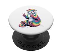 Letrero de la Paz con Estampado de nutrias Marinas Vintage con Estampado Sea Otter Merch PopSockets PopGrip Adhesivo