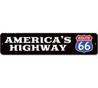 Letrero de la Ruta 66 de Estados Unidos, decoración metálica personalizada con el nombre de esta histórica carretera.