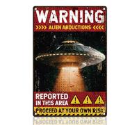 Letrero De Lata Advertencia: Abducciones Alienígenas. Naves Espaciales Alienígenas. Letrero De Metal Divertido Letreros De Estaño Resistente Y Duradera Cartel De Chapa para Cocina Garaje 20X30Cm