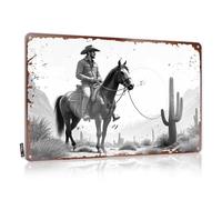 Letrero de lata con texto en inglés "Bar Stuff For Man Cave Roping In The Wild West: A Cowboy's Tale" (30 x 40 cm)