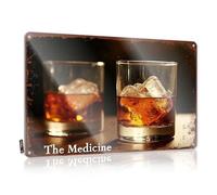 Letrero de lata con texto en inglés «Bar Stuff For Man Cave The Medicine: A Whisky Cocktail With Ice Tin Signs» (20 x 30 cm)
