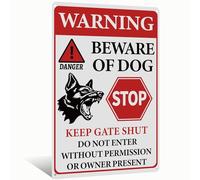 Letrero de lata con texto en inglés "Beware of Dog" con texto en inglés "Sig Do Not Entre", ideal para valla de jardín y patio, decoración de pared de 8 x 12 pulgadas (2585)