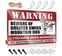 Letrero de lata con texto en inglés «Beware Of Greater Swiss Mountain Dog» para puerta de dormitorio (30 x 40 cm)
