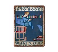 Letrero de lata con texto en inglés "I Disappear Into Books What's Your Superpower" de 8 x 12 pulgadas con texto en inglés "I Disappear Into Books"