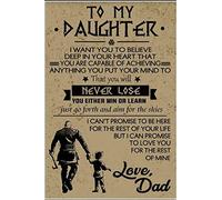 Letrero de lata de 8 x 12 pulgadas con texto en inglés «To My Daughter I Love You for The Rest of Mine from Viking Dad» divertido letrero de metal vintage para hombres y mujeres, póster decorativo de
