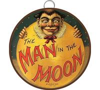 Letrero de lata de hombre en la luna, libro de cuentos de canciones de guardería, victoriano, letrero de pared para decoración de pared, regalo para mamá, papá, letrero de metal, arte de pared