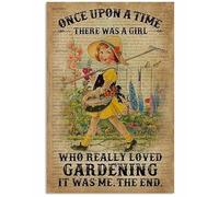 Letrero de lata divertido de 8 x 12 pulgadas Once Upon A Time There Was A Girl Who Really Loved Gardening It Was Me The End Retro Bar Coffee Wall Decor Signs Vintage