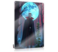 Letrero de lata para balcón adolescente, bosque iluminado por la luna de Drácula: un retrato de fantasía gótica, esencial para colgar en la pared (30 x 40 cm)