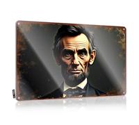 Letrero de lata para oficina con Abraham Lincoln: un retrato de liderazgo e historia, letrero de hojalata para patio trasero y bar (30 x 40 cm)