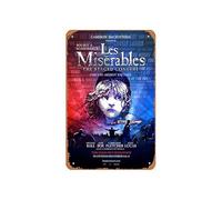 Letrero de lata vintage de Los Miserables The Staged Concert, póster de película enmarcado de 11 x 17 pulgadas, letrero de metal retro para decoración de pared para el hogar, cafeterías, oficinas