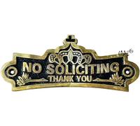Letrero de latón con texto en inglés "No Soliciting Thank You" de 7 pulgadas, placa de pared de latón macizo, no solicitar agradecimiento para casa/oficina, accesorios de decoración del hogar, puerta
