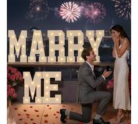 Letrero de letras iluminadas de 2.3 pies con texto en inglés "Will You Marry Me", letras grandes iluminadas para bodas, compromisos, propuestas de fiesta, decoraciones con 2000 pétalos de rosa roja