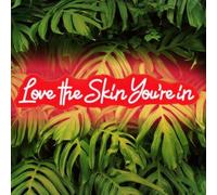 Letrero de luces LED de neón con texto en inglés "Love the Skin You're in para el hogar, spa, belleza, salón de belleza, decoración de pared, regalos de día de spa para mujeres, productos de spa