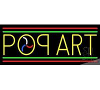 Letrero de luz de neón amarillo Pop Art rojo y verde, hecho a mano, barra de neón LED real para decoración de sala de juegos, PVC, 14 x 17 pulgadas