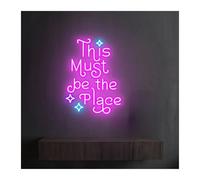 letrero de luz de neón Este debe ser el lugar para el letrero de neón Luz LED regulable para alimentación por para USB 38 cm x 28 cm(F)
