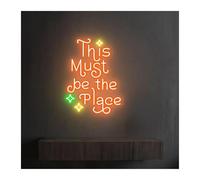 letrero de luz de neón Este debe ser el lugar para el letrero de neón Luz LED regulable para alimentación por para USB 38 cm x 28 cm(E)