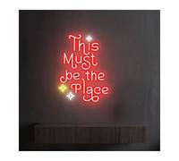 letrero de luz de neón Este debe ser el lugar para el letrero de neón Luz LED regulable para alimentación por para USB 38 cm x 28 cm(G)