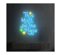 letrero de luz de neón Este debe ser el lugar para el letrero de neón Luz LED regulable para alimentación por para USB 38 cm x 28 cm(D)