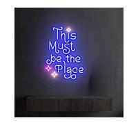 letrero de luz de neón Este debe ser el lugar para el letrero de neón Luz LED regulable para alimentación por para USB 38 cm x 28 cm(C)