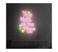 letrero de luz de neón Este debe ser el lugar para el letrero de neón Luz LED regulable para alimentación por para USB 38 cm x 28 cm(B)