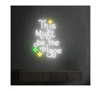 letrero de luz de neón Este debe ser el lugar para el letrero de neón Luz LED regulable para alimentación por para USB 38 cm x 28 cm(A)