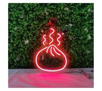 Letrero de luz de neón Lámpara de neón para decoración pared con diseño bollos al para vapor LED decorativa para restaurante, 30 x 20 cm(A)