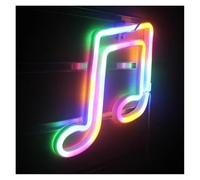 letrero de luz de neón Lámpara de pared con luz LED de neón con forma de nota musical para conciertos, luz nocturna para dormitorio luz nocturna con pilas