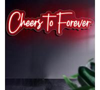 Letrero de luz de neón LED "Cheers to Forever", letrero de neón LED transparente, decoración de boda de acrílico para colgar en la pared (rosa, 71 x 21 cm)