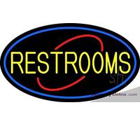 Letrero de luz de neón LED real decorativo para baños, ovalado con borde azul, tubo LED hecho a mano para pared de cueva de hombre, PVC, 14 x 17 pulgadas