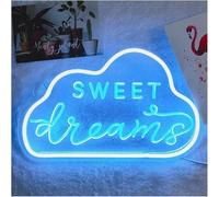 letrero de luz de neón Lettres colorées Interior Luminaires Rêve Néon Signe Bureau Chambre Mur Barre Décor Lumière Fête(Azul)