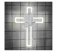 Letrero de luz de neón Para Cruz para letrero de neón Jesús LED para luces para decoración pared habitación para para fiesta Pascua(Blanco)