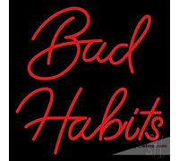 Letrero de luz LED de neón con texto en inglés "Bad Habits", hecho a mano, tubo para decoración de pared de cueva de hombre, PVC, 35,5 x 43,2 cm