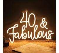 Letrero de luz LED de neón personalizado con texto en inglés "40 Fabulous Cheers To Forty Years Old Birthday Party Wall" para dormitorio, sala de estar, telón de fondo, feliz fiesta de cumpleaños 40