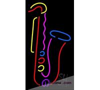 Letrero de luz LED de neón real con logotipo amarillo de saxofón, tubo LED hecho a mano para decoración de pared de cueva de hombre, PVC, 14 x 17 pulgadas