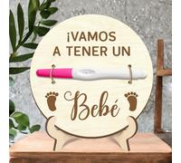 Letrero de madera 2D para prueba de embarazo, letrero decorativo con base, de embarazo para papá, idea de sorpresa, revelación del embarazo al esposo, regalo para papá, 2D