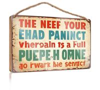 Letrero de madera colgante para pared con texto en inglés «The Need Your Head Panic» (23 x 35 cm)