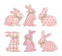 Letrero de madera con conejo - 6 piezas decoración rústica de madera con forma de conejo | Decoración primaveral para casa y cocina, para estante exterior interior oficina