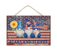 Letrero de madera con diseño de gnomo del Día de la Independencia, decoración inspiradora, patriótica, para el Día de los Caídos, letrero de pared de madera pintada para guardería, oficinas, cabaña