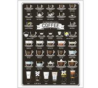 Letrero de madera con diseño vintage original para pared, 38 tipos de menú de recetas de café, tablero de madera natural, decoración de pared para café/cocina/cafetera