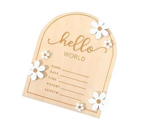 Letrero de madera con nombre de bebé, placa de bienvenida para recién nacidos, accesorios decorativos para sesiones de fotos para guardería y decoración del hogar, letrero de saludo