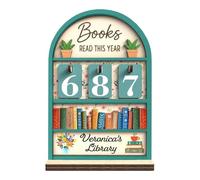 Letrero de madera con texto en inglés "Books Read This Year", soporte de desafío de lectura - Books i Read This Year Tracker | para visualización de objetivos de lectura de hasta 999 ratones de
