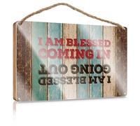 Letrero de madera con texto en inglés "Do Not Entre", placa de madera y decoración de baño, fotos de baño, decoración de pared pequeña para cocina, I Am Blessed Coming In And Going Out