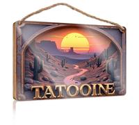 Letrero de madera con texto en inglés «Funny Plaques For Men Sunset Over The Desert: A Journey To Tatooine» (20 x 30 cm)