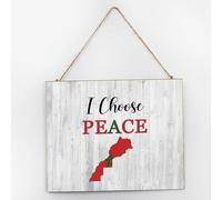 Letrero de madera con texto en inglés "I Choose Peace Morocco Established", para decoración de pared, banderas internacionales, letreros de vela, letrero colgante para habitación, dormitorio, entrada